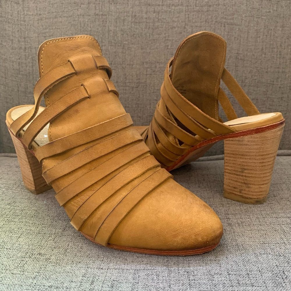 Free People Byron Strappy Mule Taupe Camel Shoes High Heels EU 40 US 9/9.5
